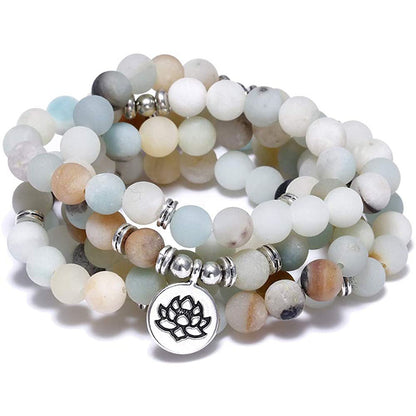 Polished Crystal Beaded Necklace with Charm