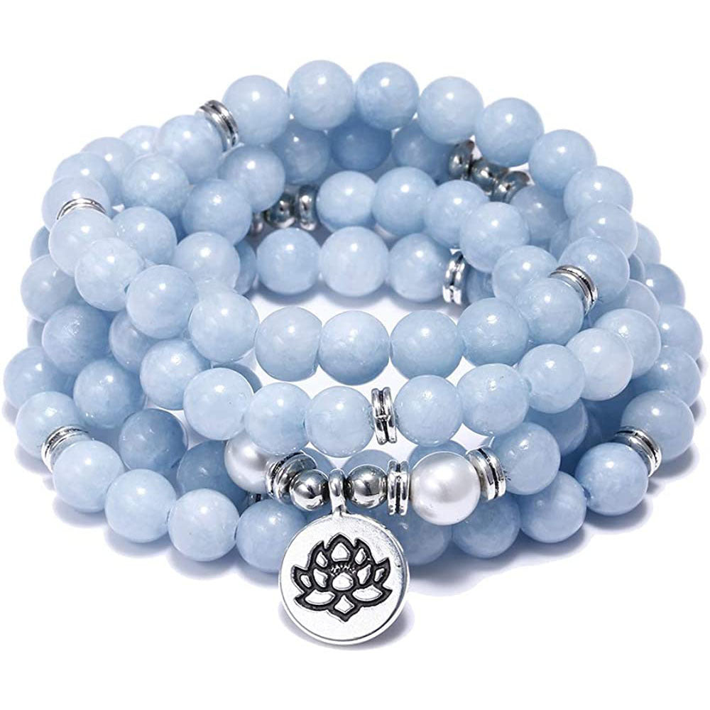 Polished Crystal Beaded Necklace with Charm
