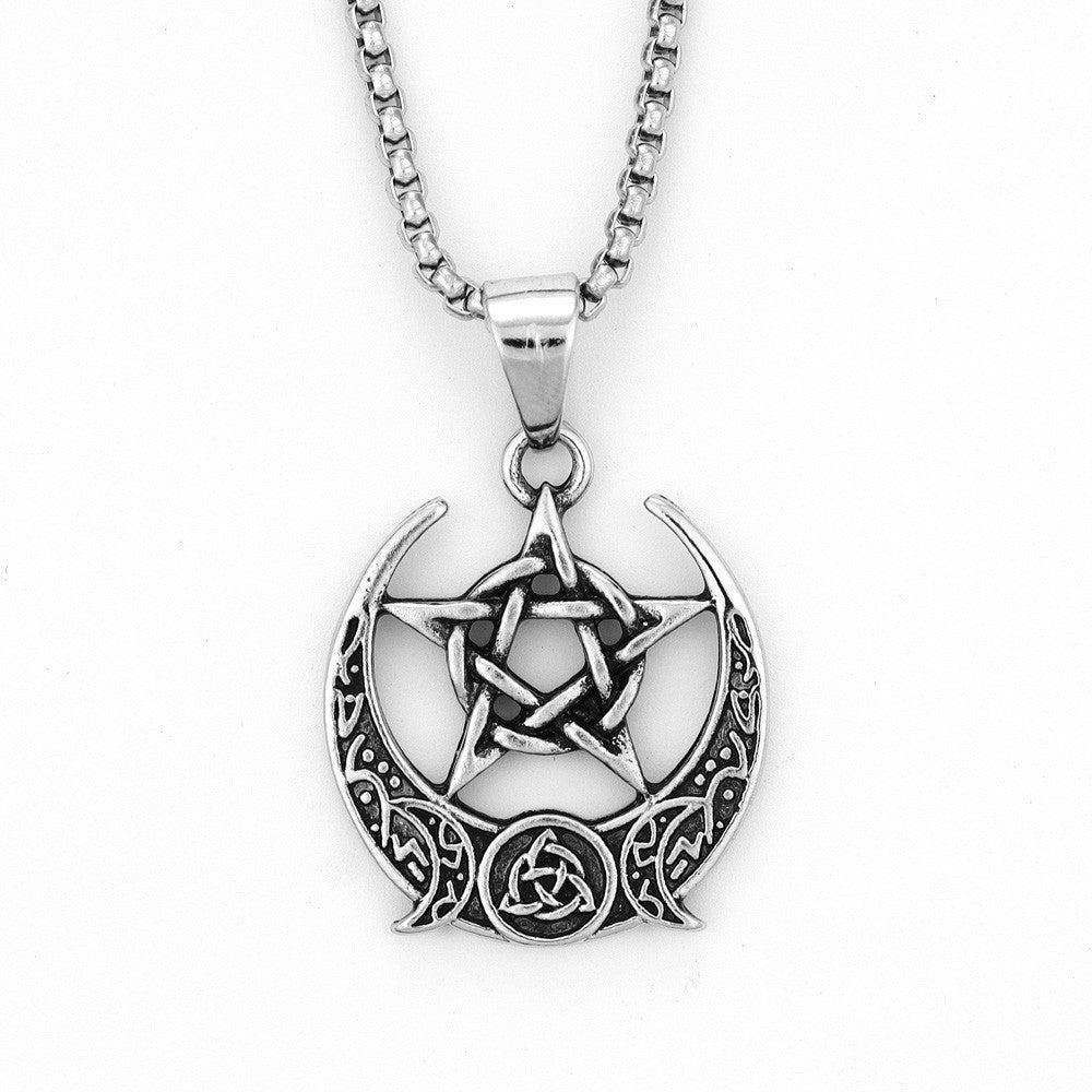 Moon Phase Pentagram Necklace