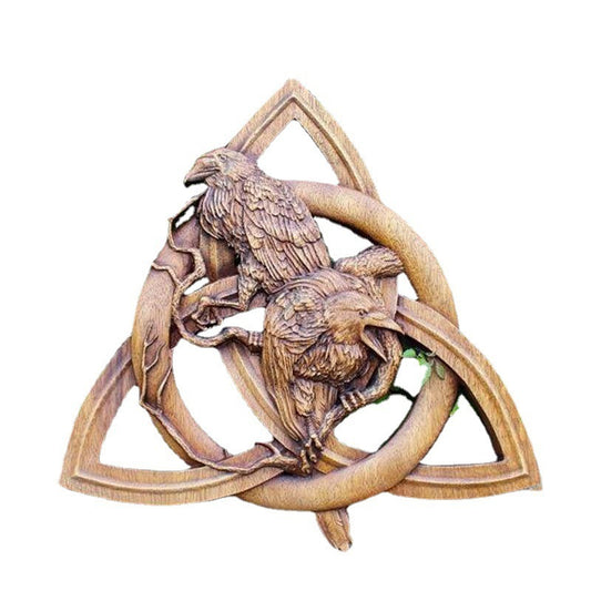 Wooden Crow Triquetra Decor