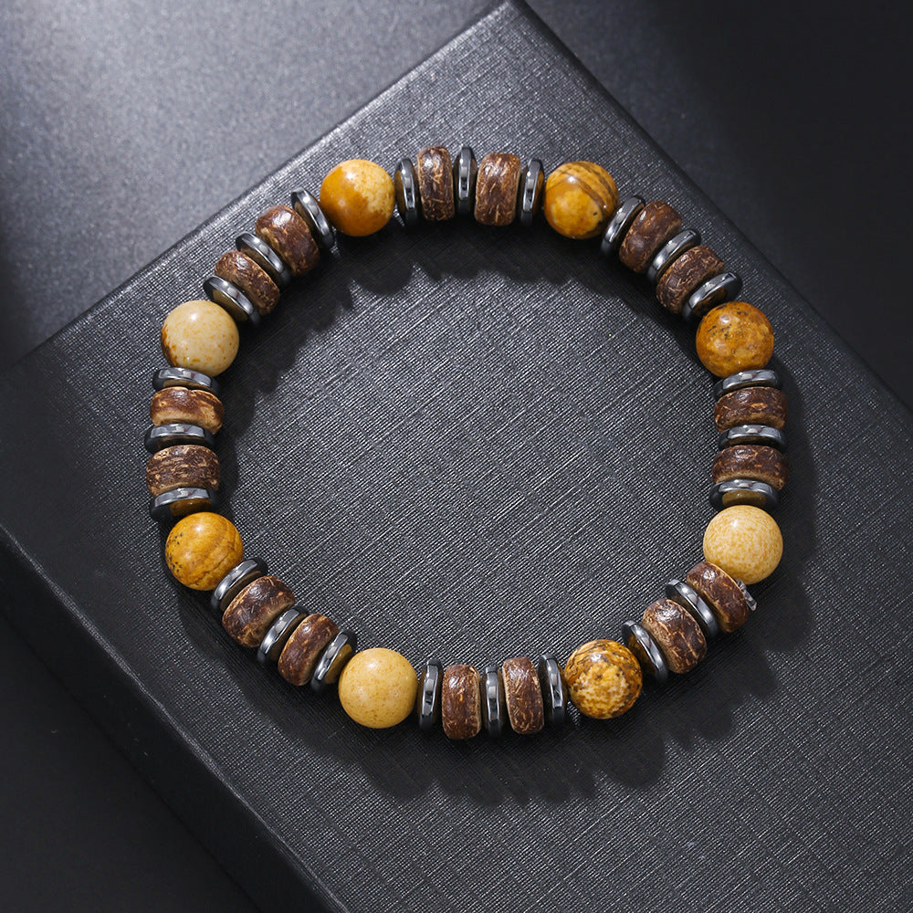 Wood and Hematite Bracelet