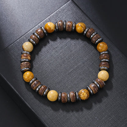Wood and Hematite Bracelet
