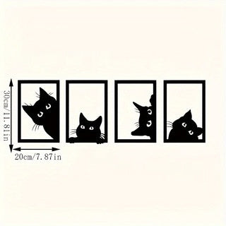 Peeking Black Cat Metal Wall Art