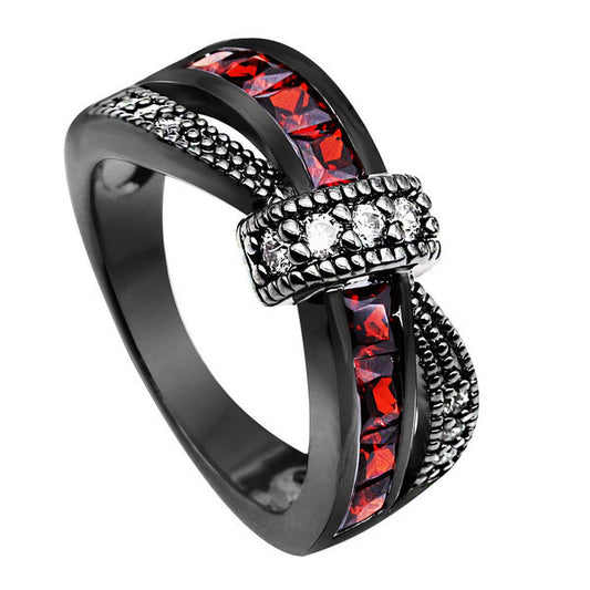 Black & Red Cross Zircon Ring