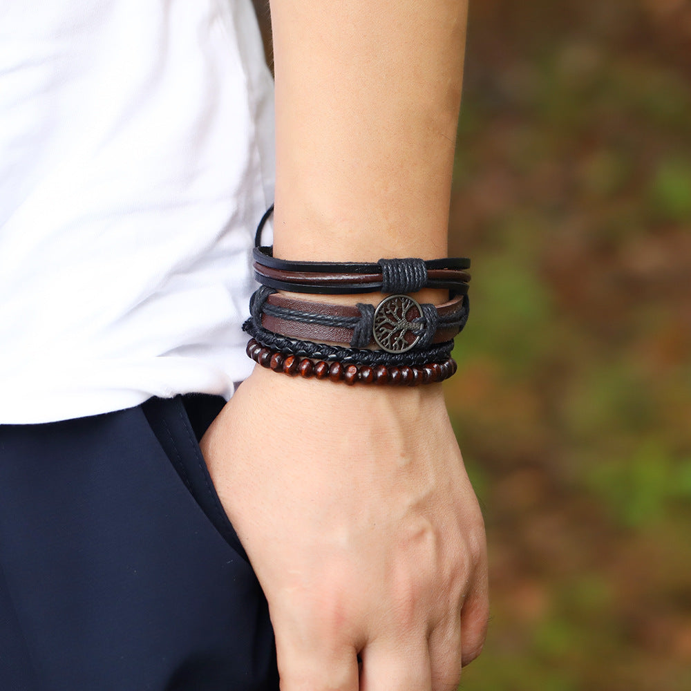 Tree Of Life Leather Bracelet Set