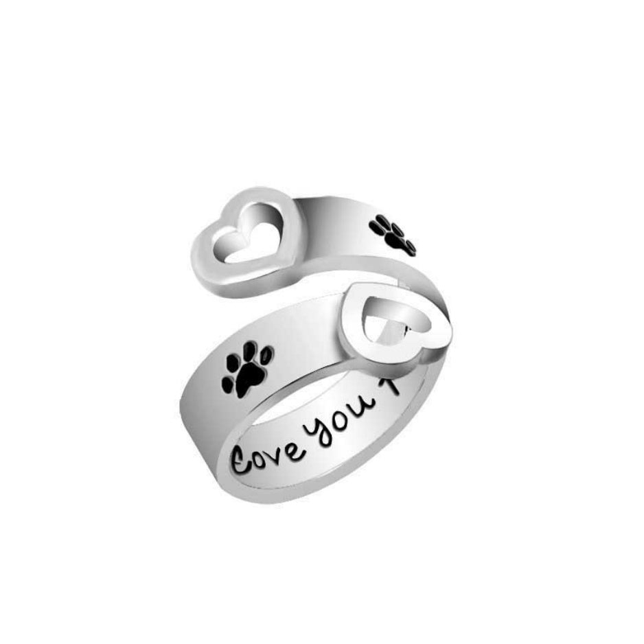 Hollow Heart Wrap Around Paw Ring