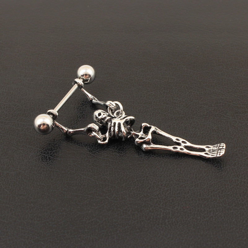 Dangling Skeleton Nipple Ring 1pc
