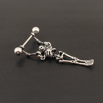 Dangling Skeleton Nipple Ring 1pc