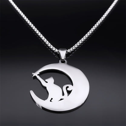 Black Cat & Moon Pendant