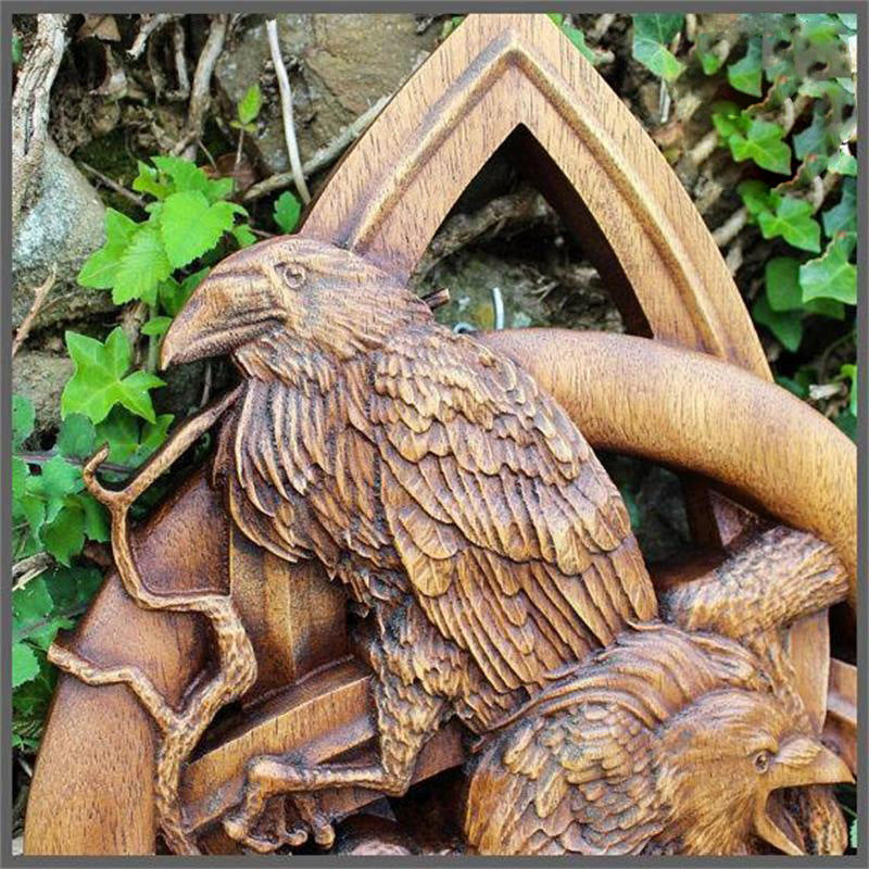 Wooden Crow Triquetra Decor