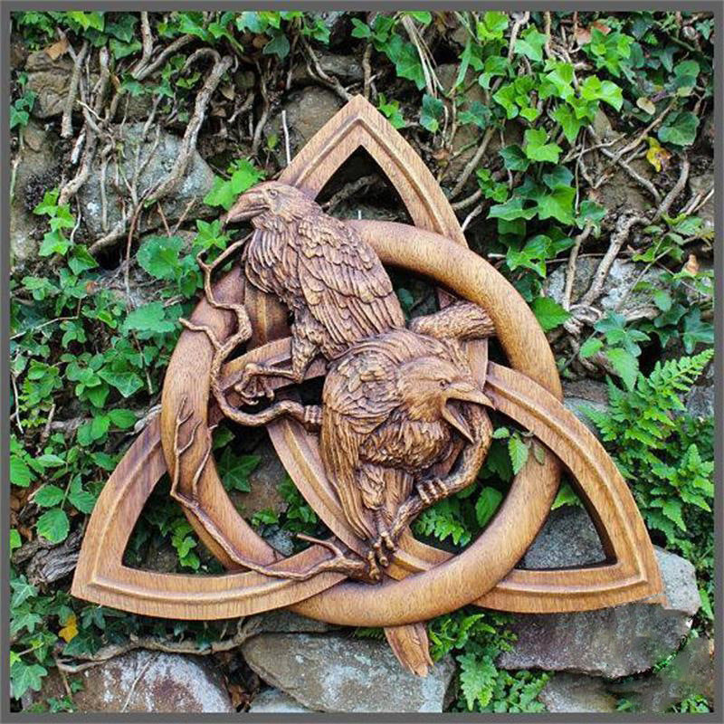 Wooden Crow Triquetra Decor