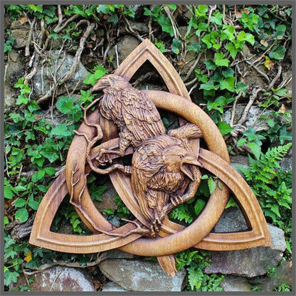 Wooden Crow Triquetra Decor