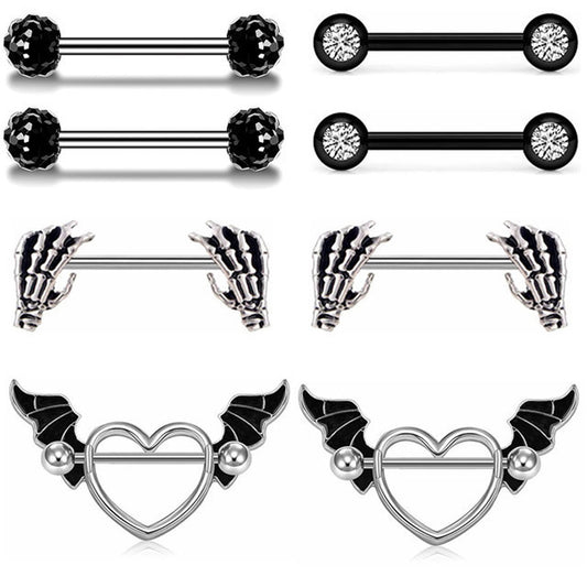 Assorted Black Barbell Nipple Piercings