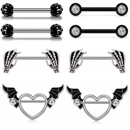 Assorted Black Barbell Nipple Piercings