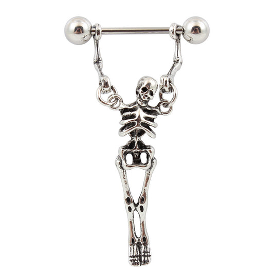Dangling Skeleton Nipple Ring 1pc