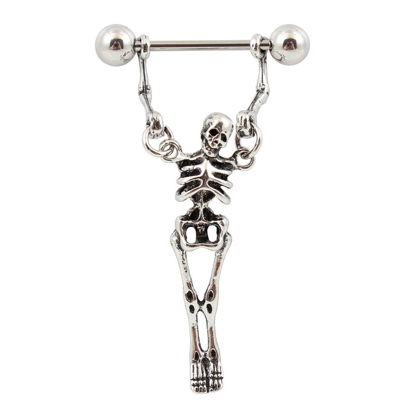 Dangling Skeleton Nipple Ring 1pc