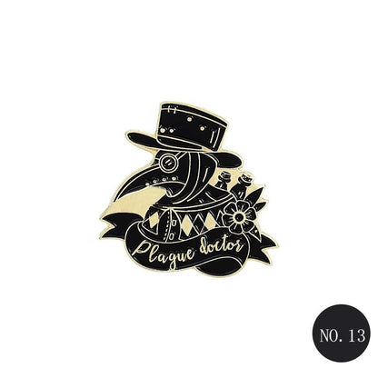 Various Plague Doctor Brooch Pins