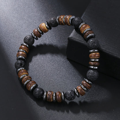 Wood and Hematite Bracelet