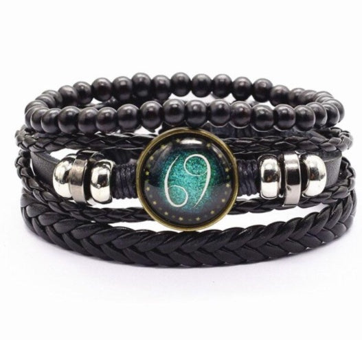 Horoscope Braided Leather Bracelet