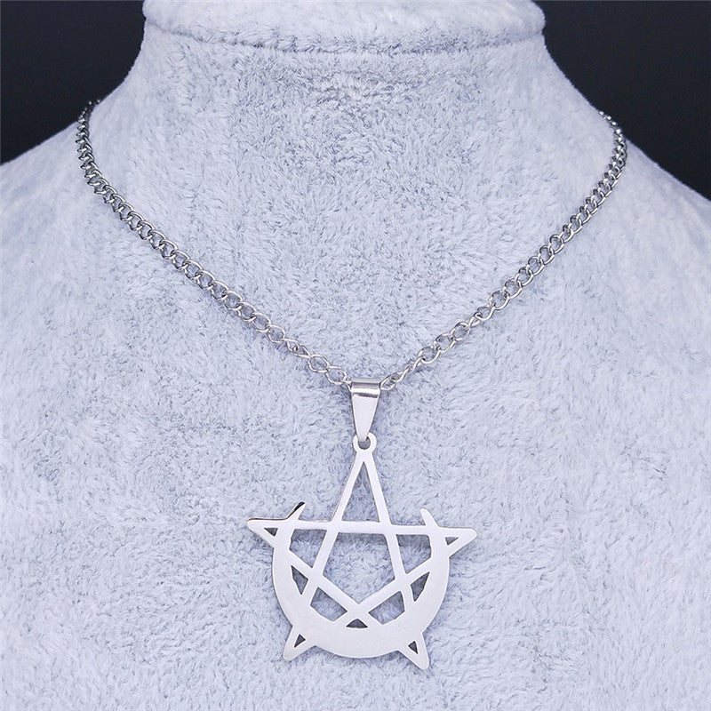 Moon And Pentagram Necklace