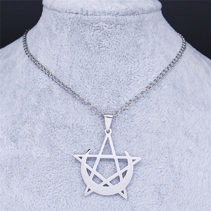 Moon And Pentagram Necklace