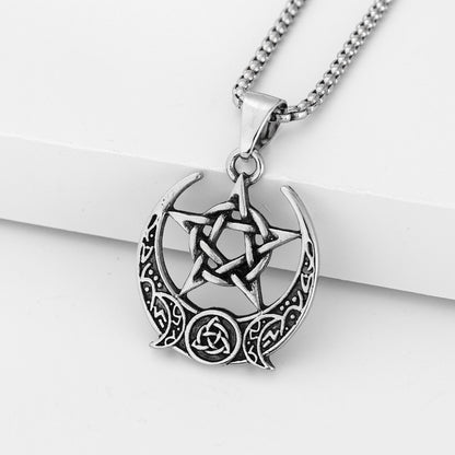 Moon Phase Pentagram Necklace
