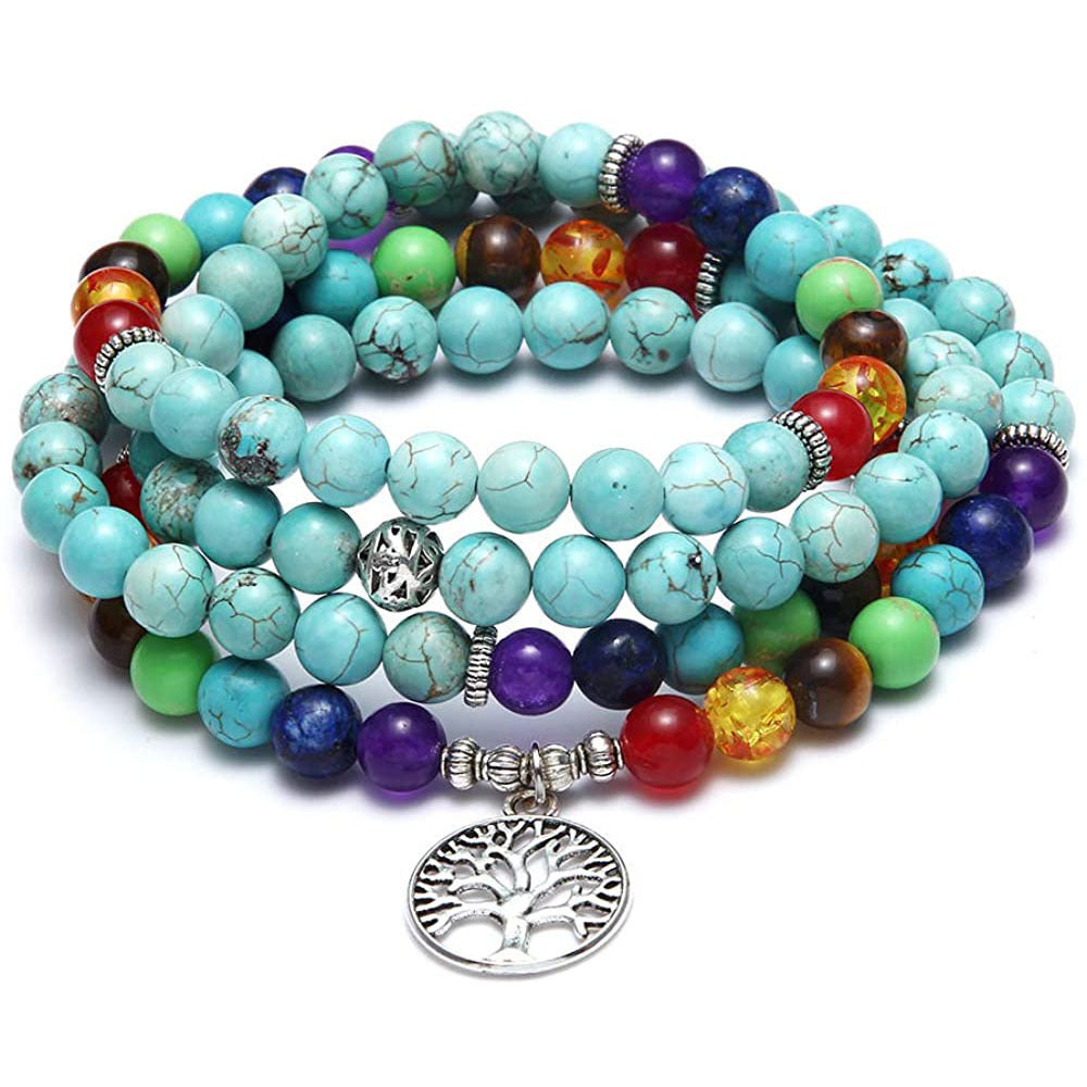 Polished Crystal Beaded Necklace with Charm