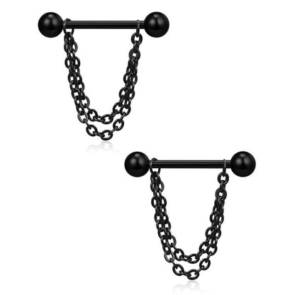 Assorted Black Barbell Nipple Piercings