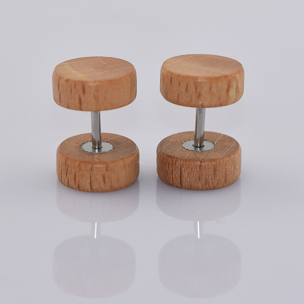Wood Faux Plug Earrings