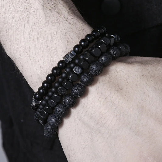Volcanic Bead Bracelet Set