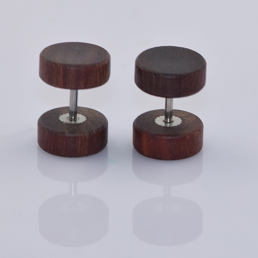 Wood Faux Plug Earrings