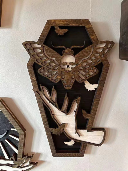 Wooden Coffin Witch Decor
