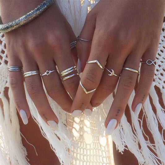 Dainty Silver Ring Set