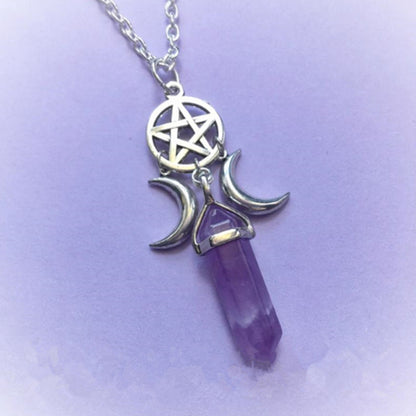 Pentagram Pendant Moon Necklace
