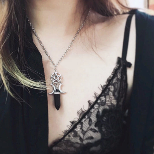 Pentagram Pendant Moon Necklace