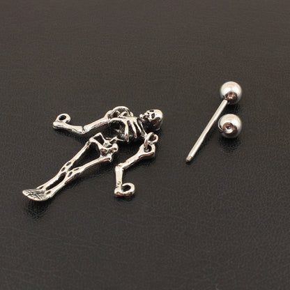 Dangling Skeleton Nipple Ring 1pc